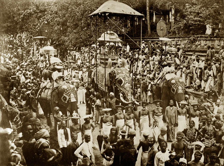 The Esala Perahera photographed in 1885.
