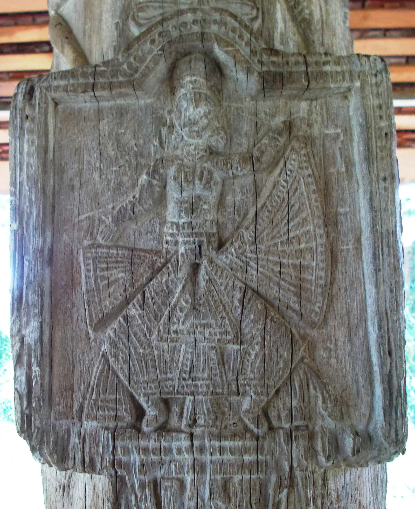 Kandyan-period carving on an ambalama pillar.